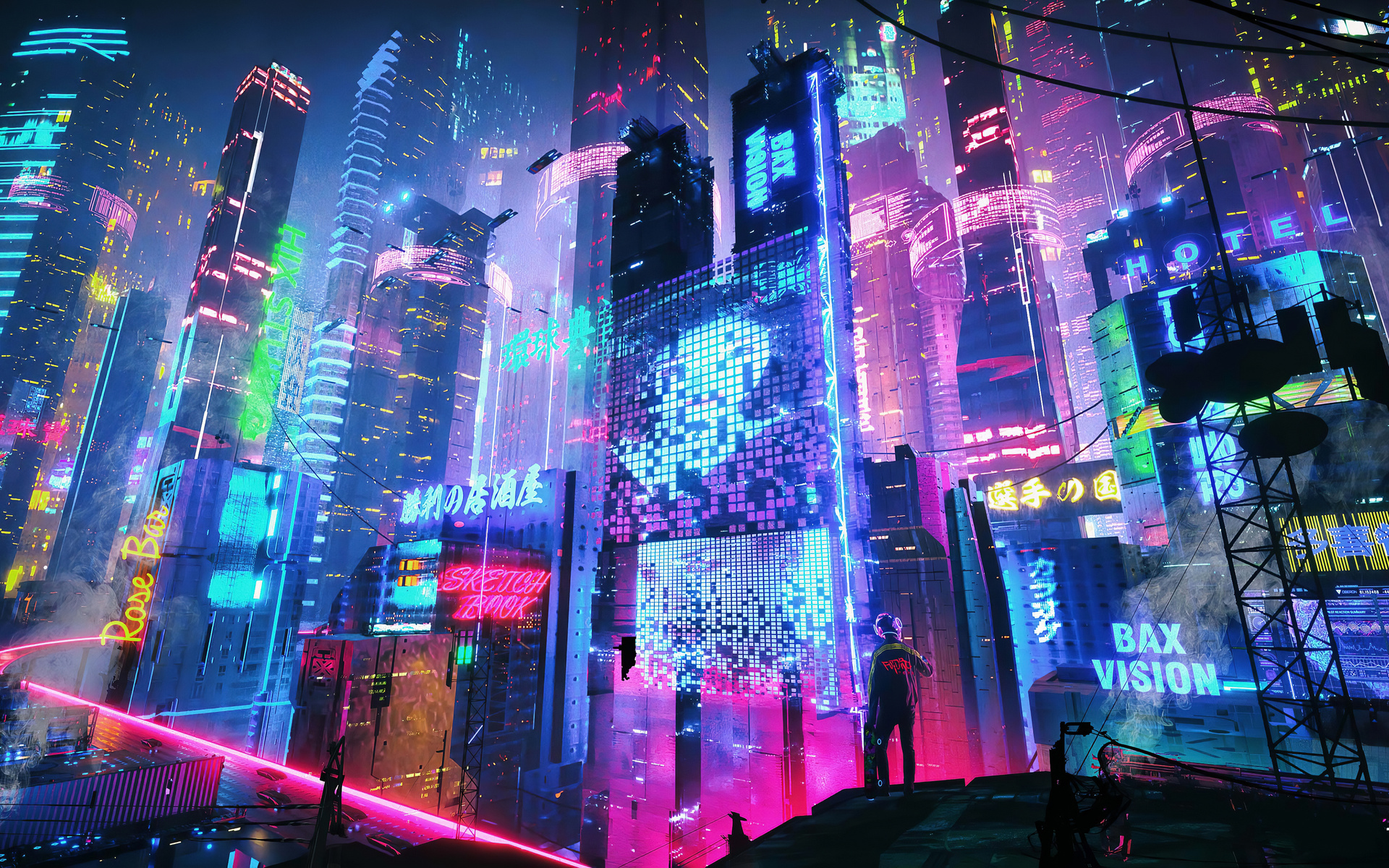 Colorful Neon City 4k 1080p Resolution HD Wallpaper