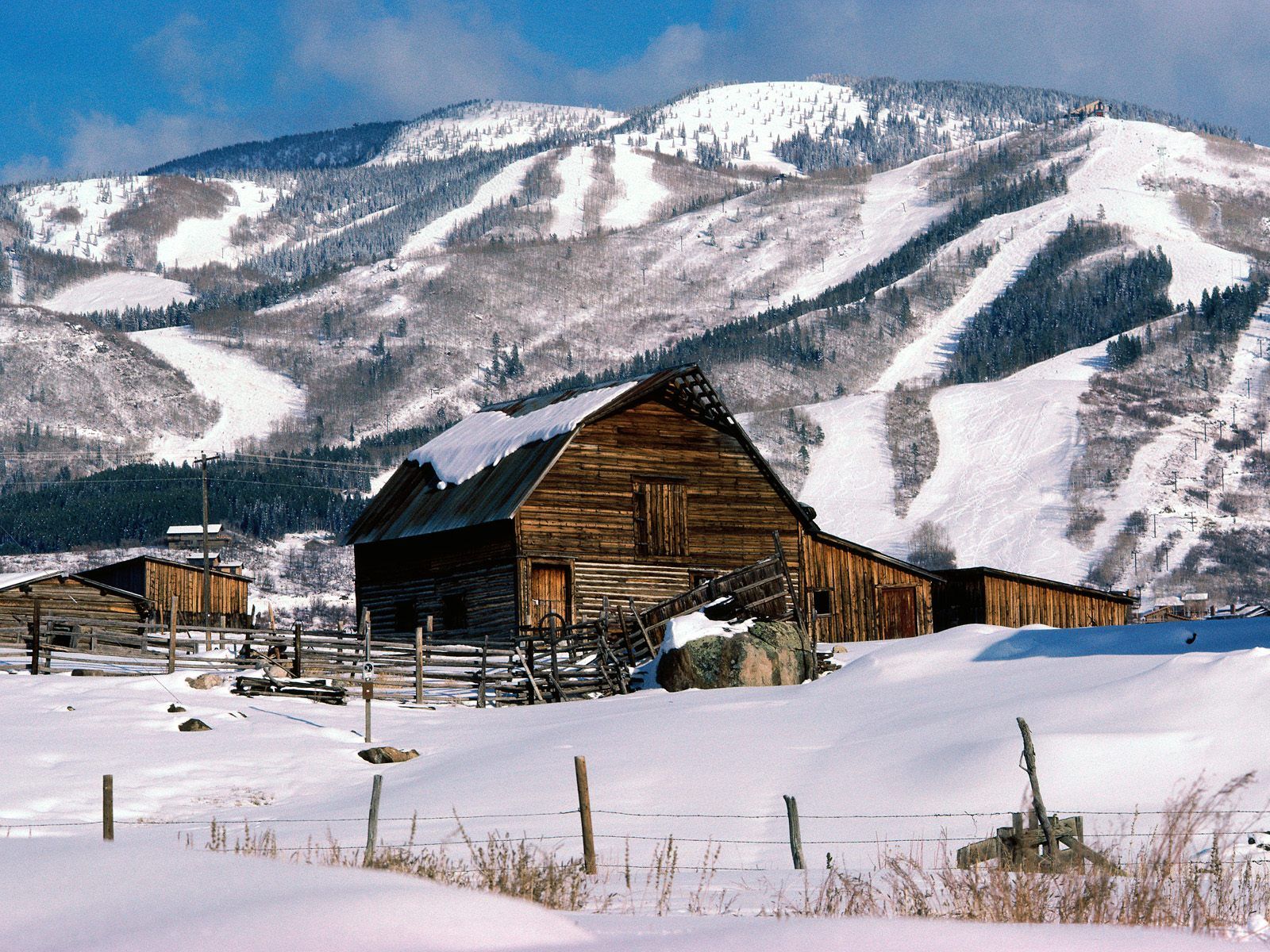Winter Ranch Picture Photo Wallpaper