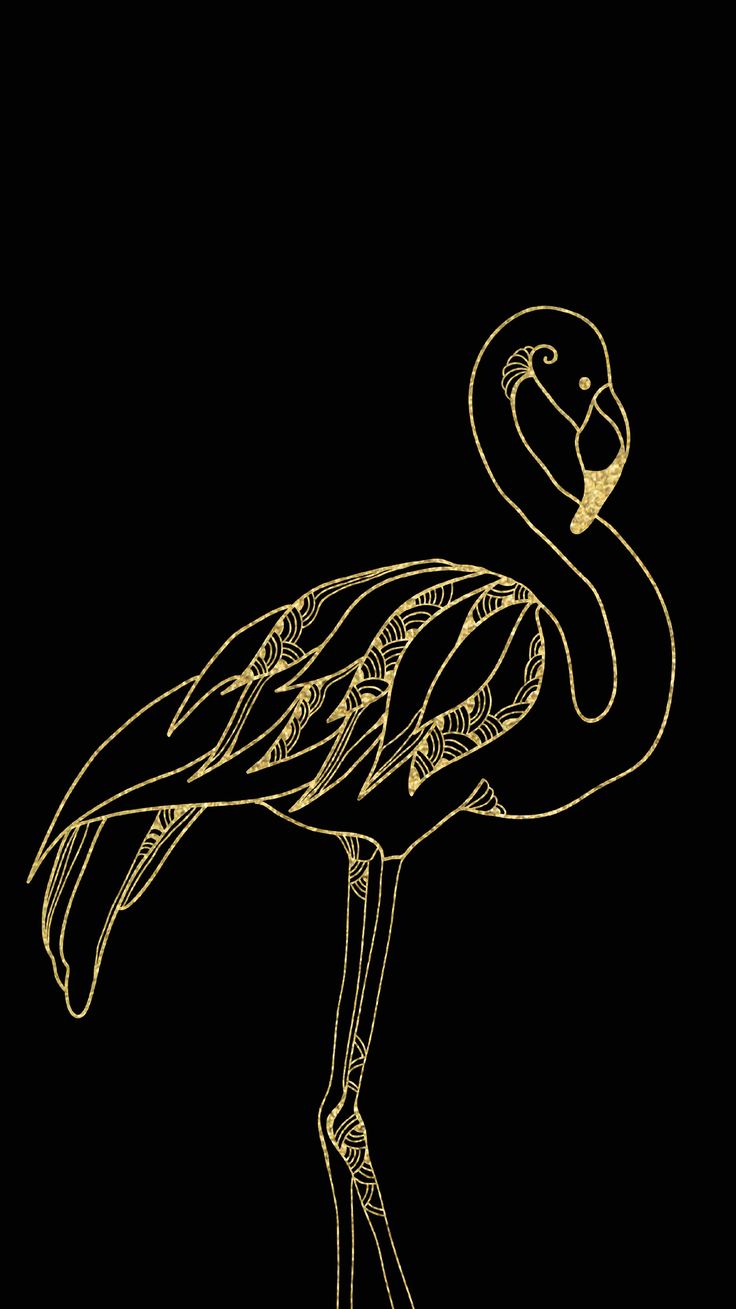 Black Gold Flamingo Wallpaper iPhone