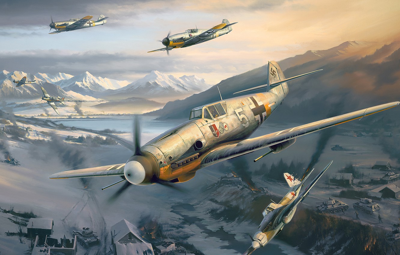 Wallpaper Il Air Force Dogfight Luftwaffe Messerschmitt Bf