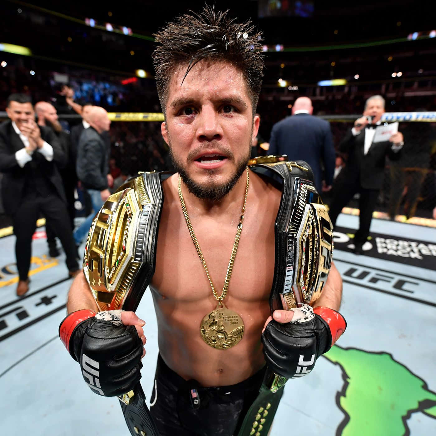 Henry Cejudo Celebrates His Victory And Reign As Bantamweight Champion Wallpaper