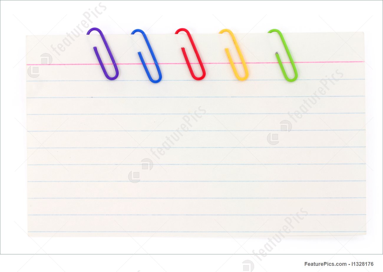 Office And Close Up Colorful Paper Clip With Notepaper Stock