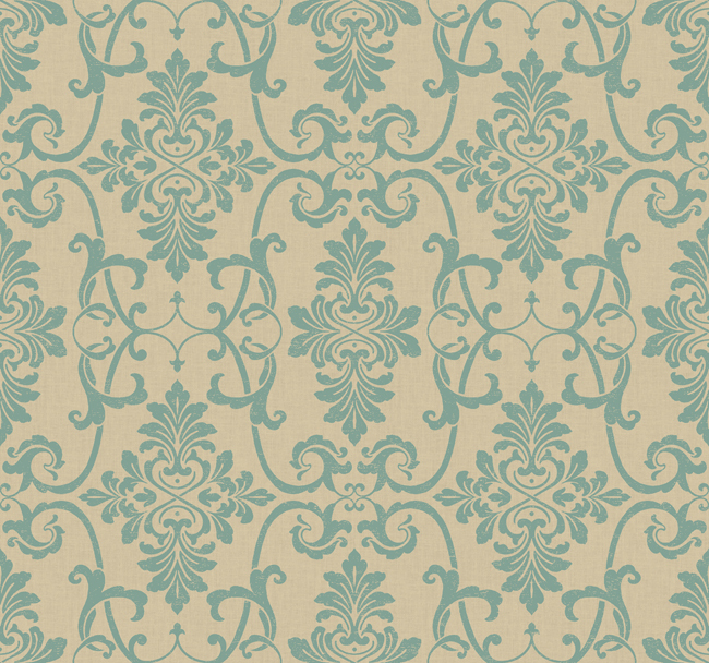 Teal Nn4098 Textured Acanthus Damask Wallpaper Contemporary