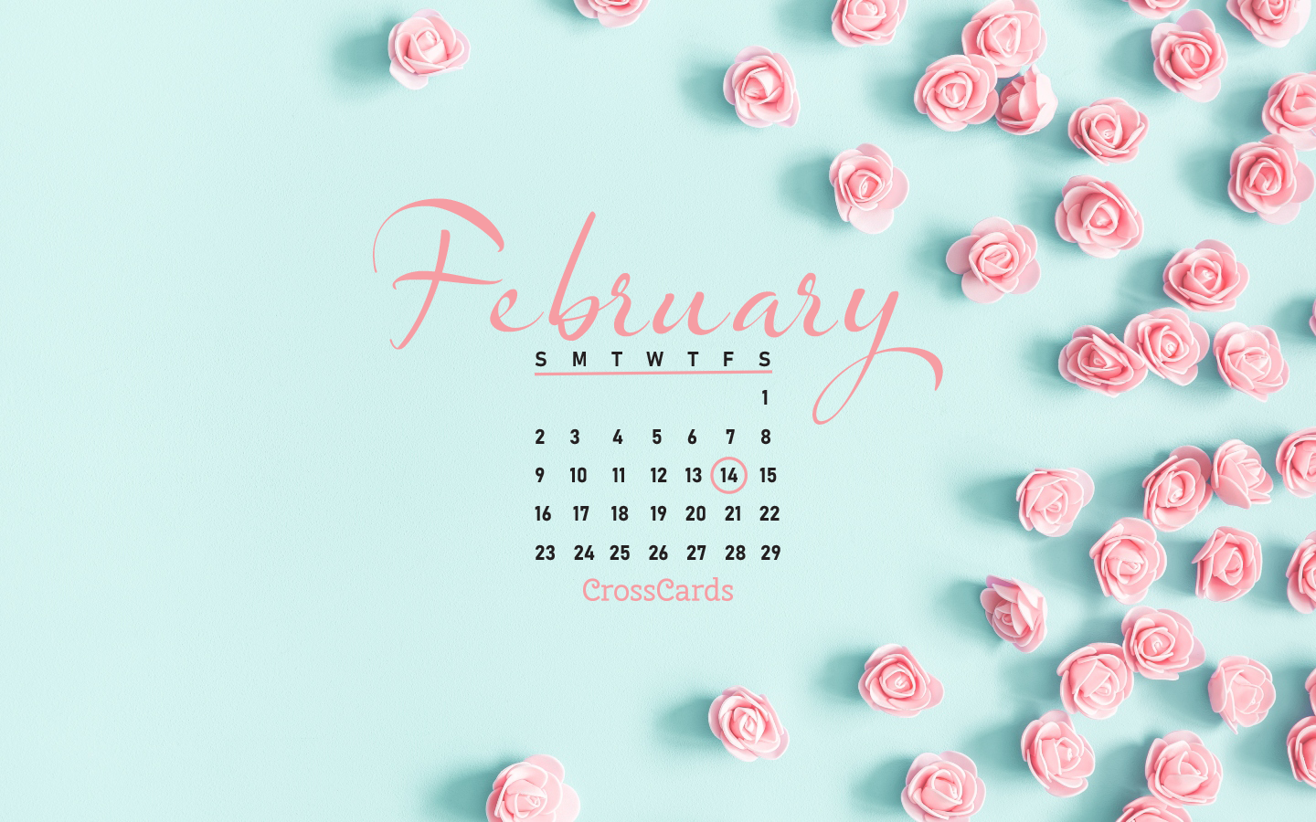 Free Download February 2020 Valentines Flowers Desktop Calendar Free