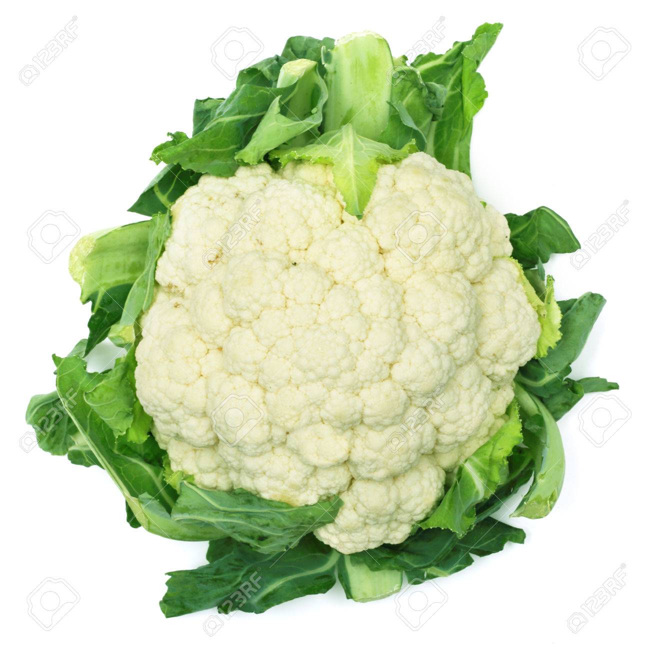 One Fresh Cauliflower Isolated On White Background Stock Photo