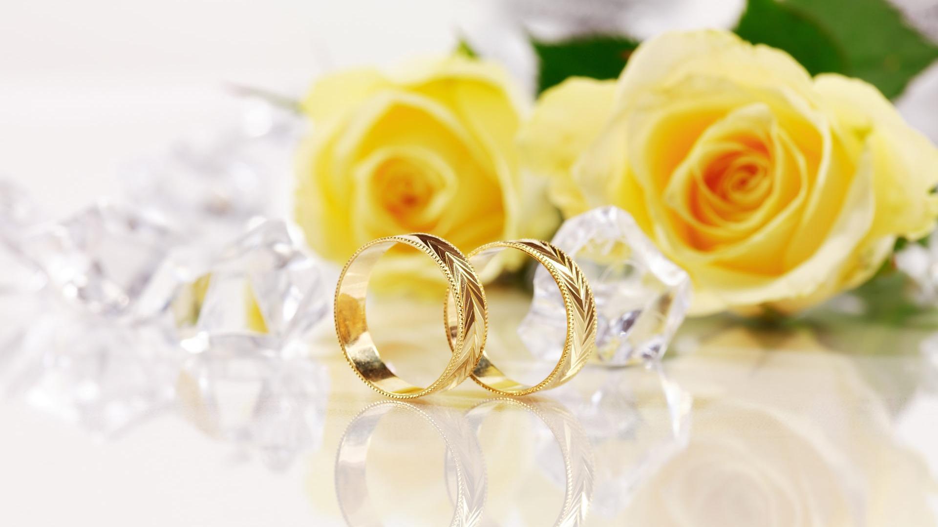 Yellow Roses And Gold Wedding Rings Wallpaper Image