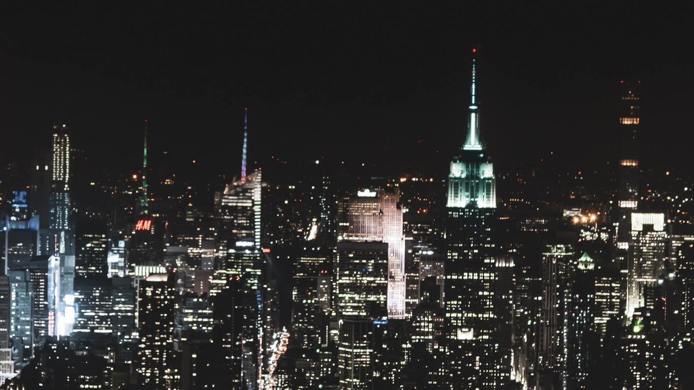 Bird Eye New York Buildings City Night Wallpaper