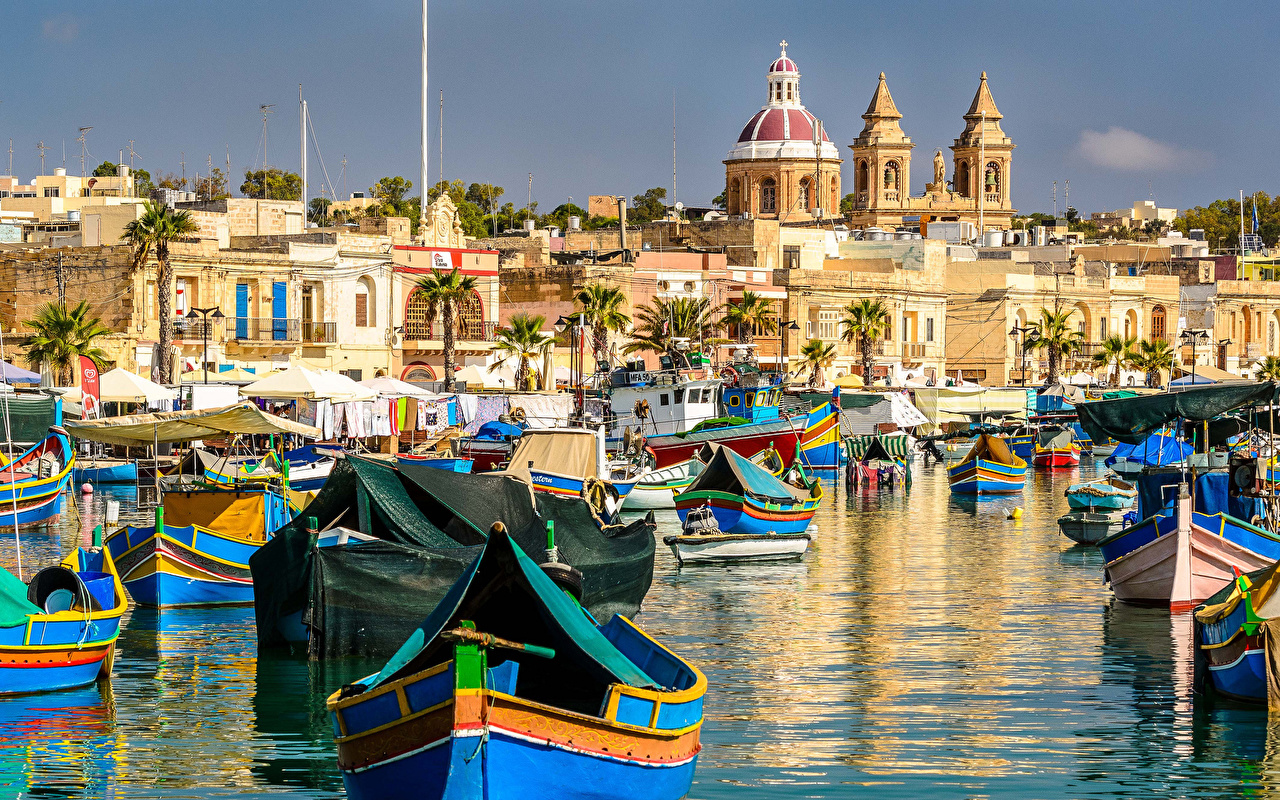 Wallpaper Marsaxlok Malta Xlokk Marsaxlokk Bay Boats Cities