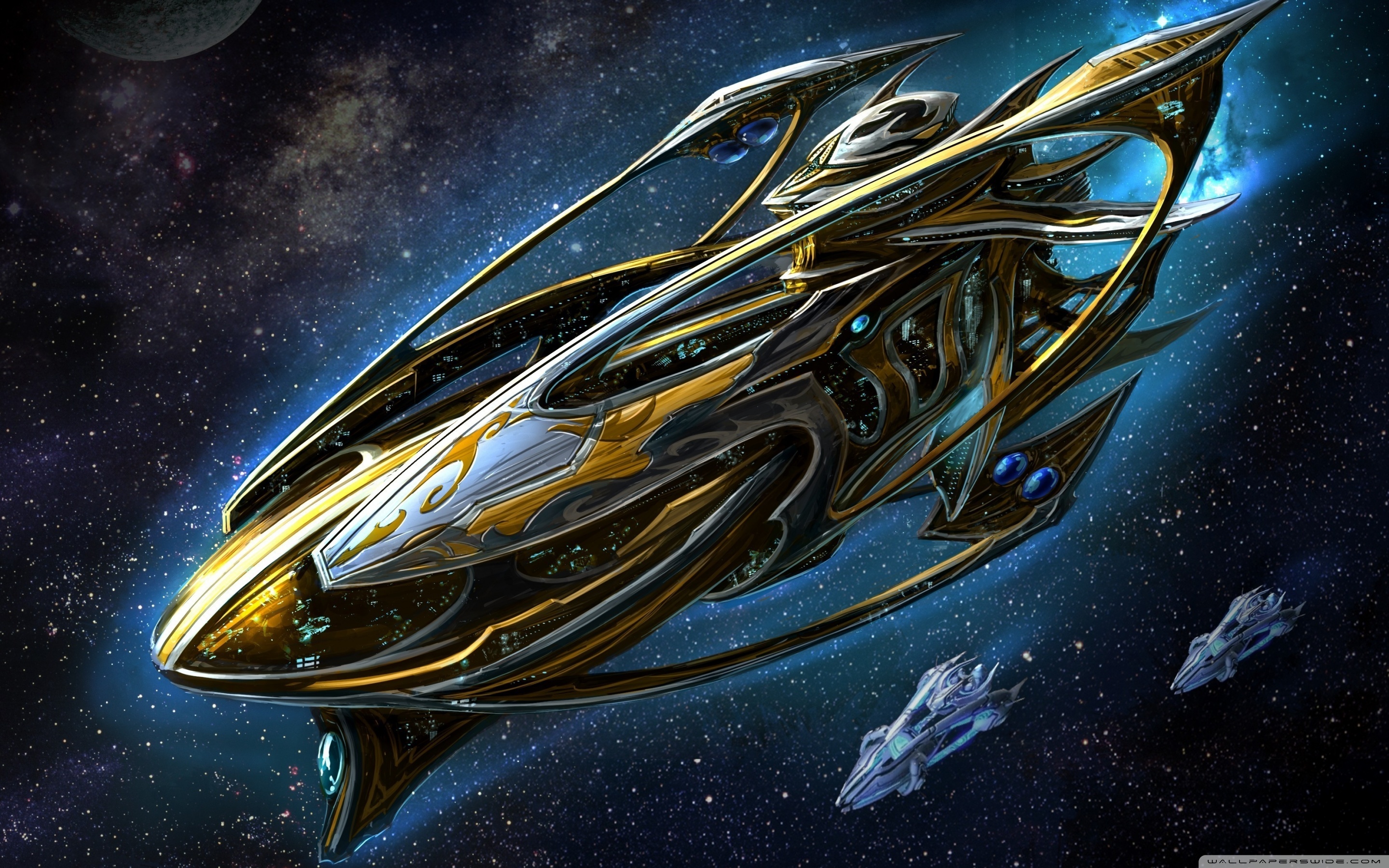 Starcraft Protoss Battleship Ultra HD Desktop Background Wallpaper