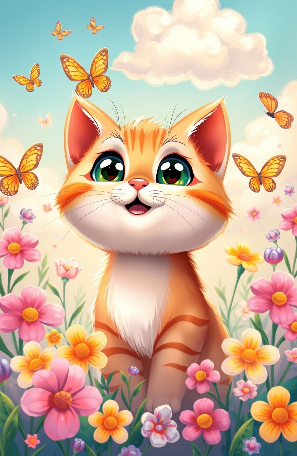 Cute Cartoon Cat Wallpaper