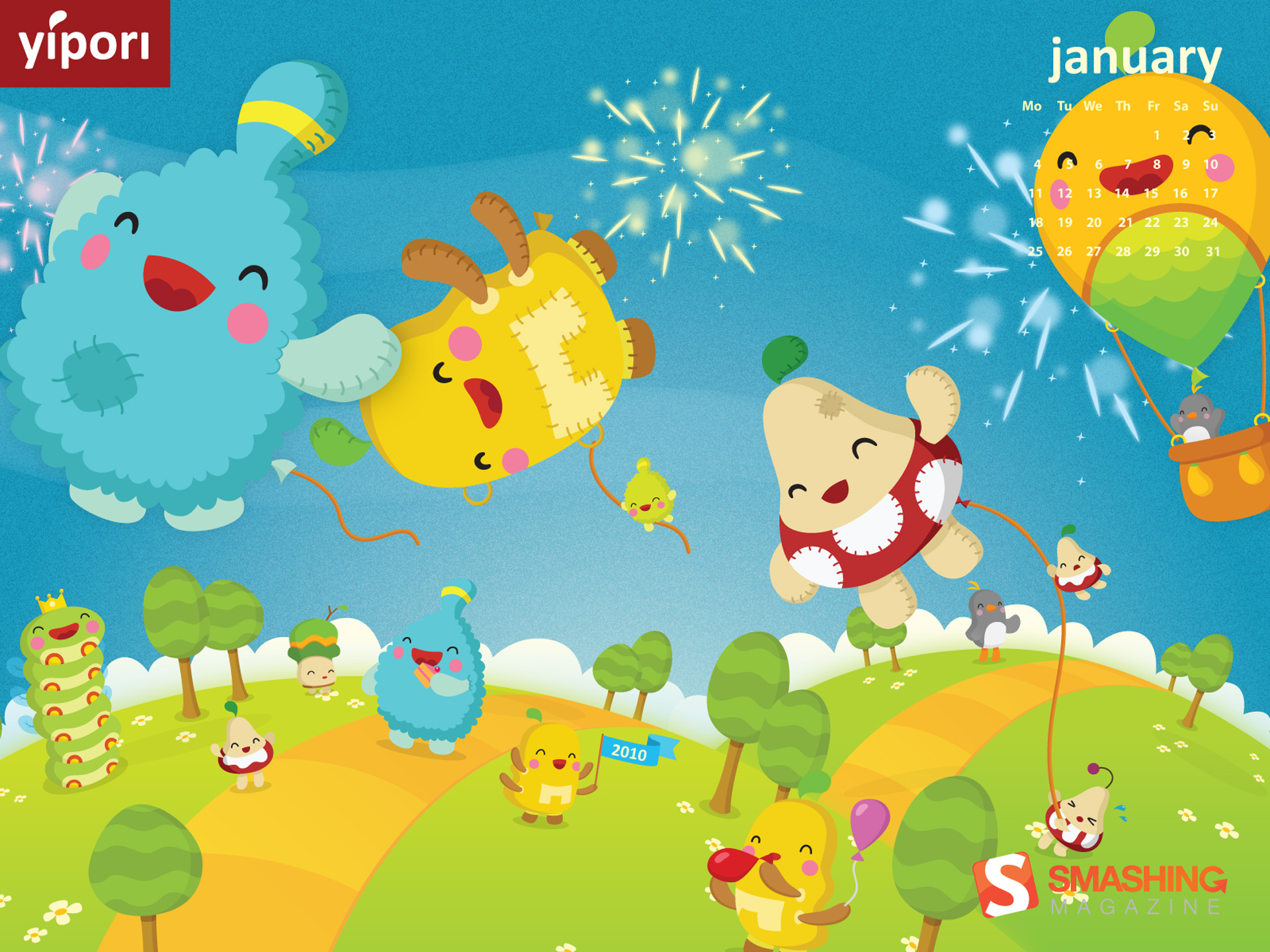 New Year Balloon Festival Wallpaper Stock