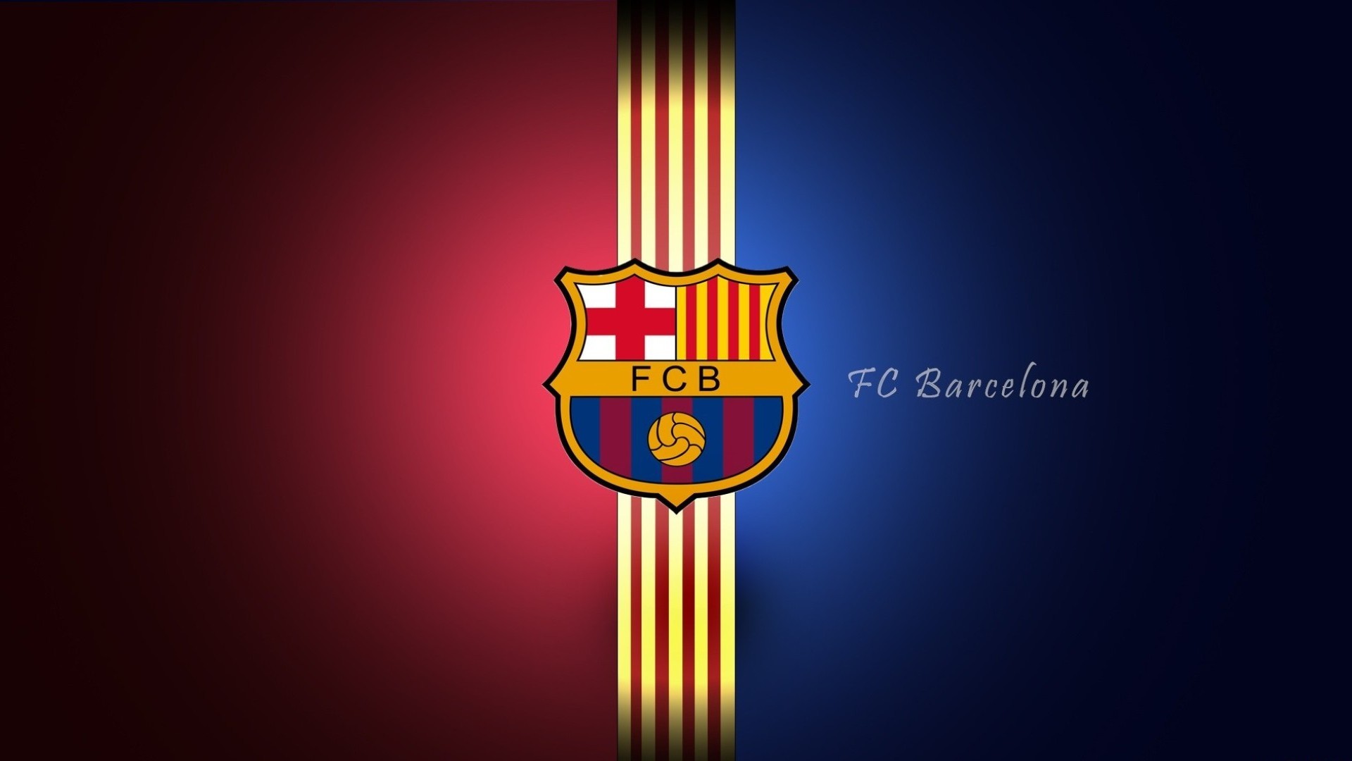 FC Barcelona logo on a split red and blue background with gold stripes, perfect for a 4k wallpaper