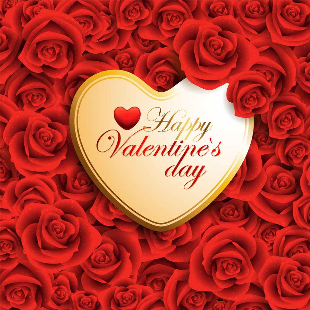 Vector Happy Valentines Day Rose iPad iPhone HD Wallpaper