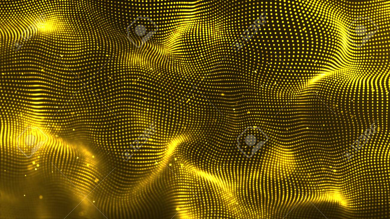 Abstract Futuristic Digital Gold Wave Particles Background