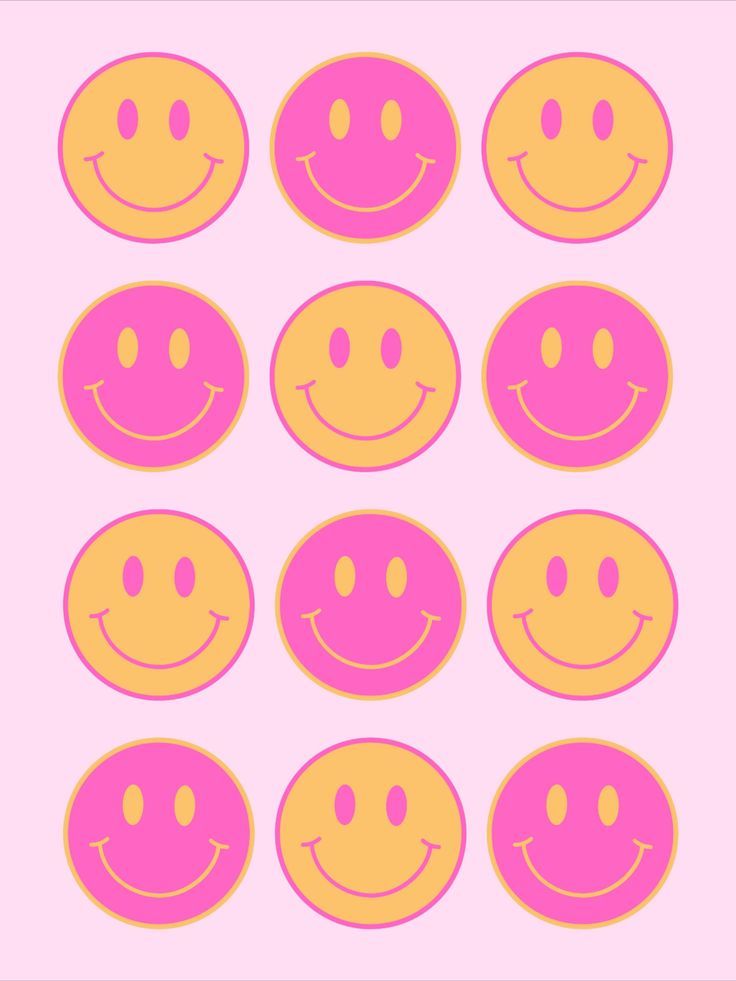 Smiley Face Print Happy Wall Art Retro Wallpaper