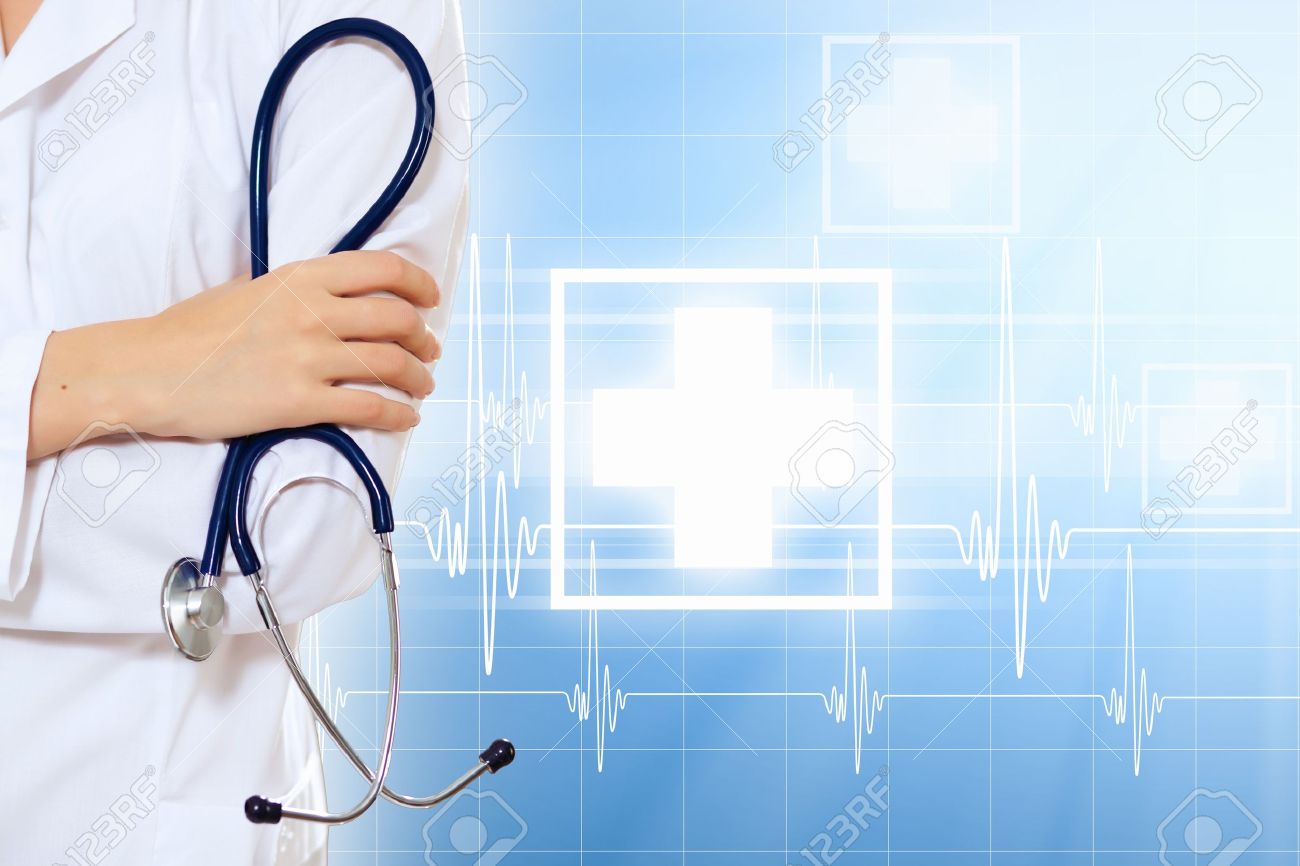 Illustration With Medical Background Having Heart Beat Doctor