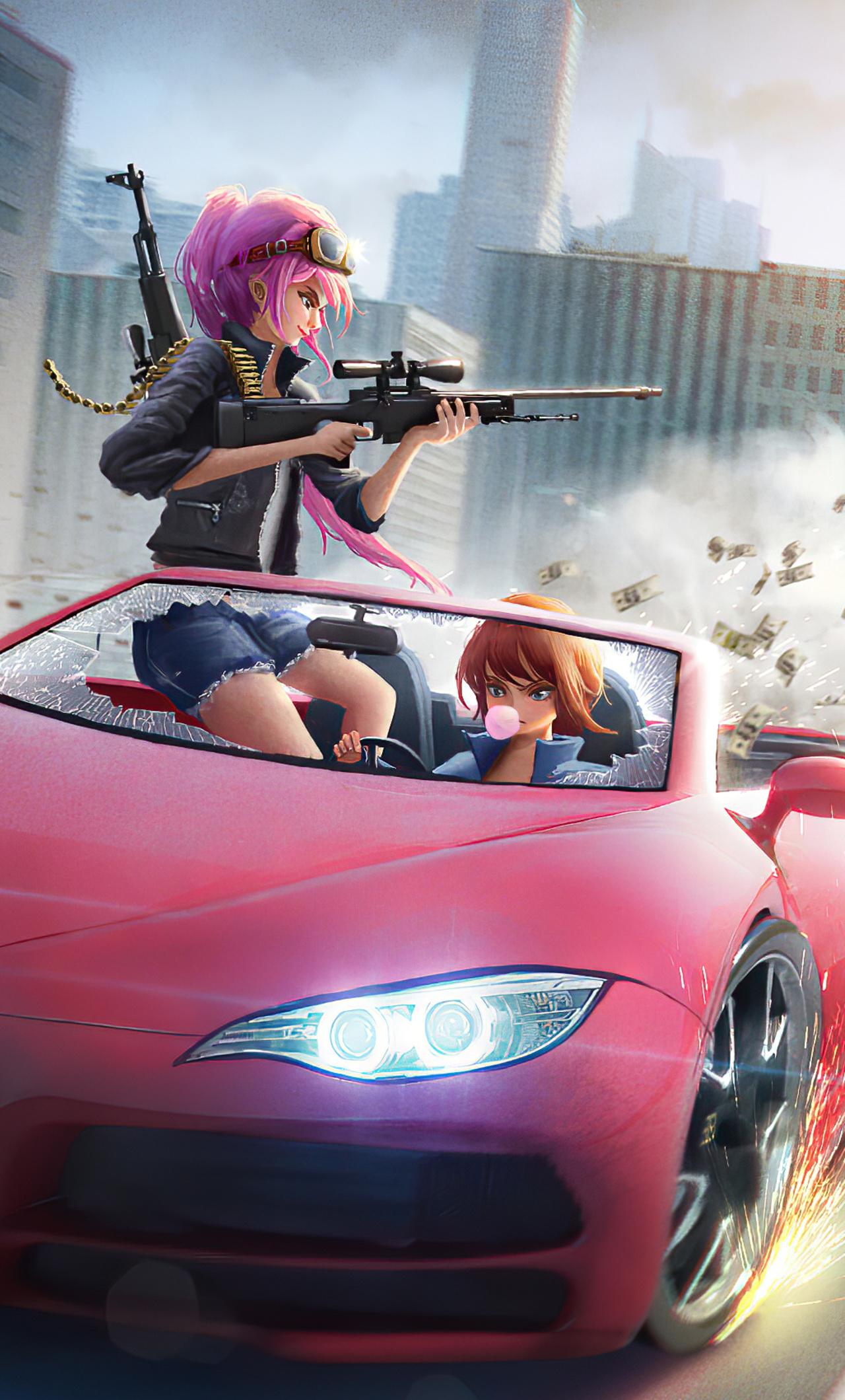 1280x2120 Anime Girls Car Chase 4k iPhone HD 4k Wallpapers
