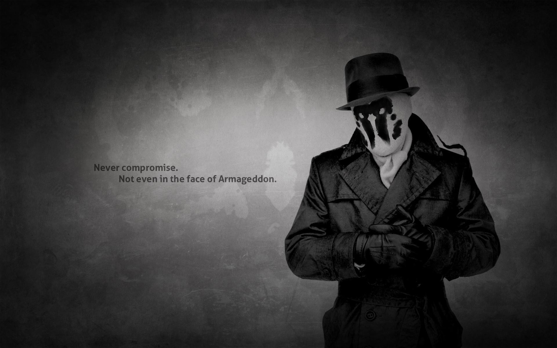 Watchmen Text Quotes Rorschach Monochrome Hats Wallpaper