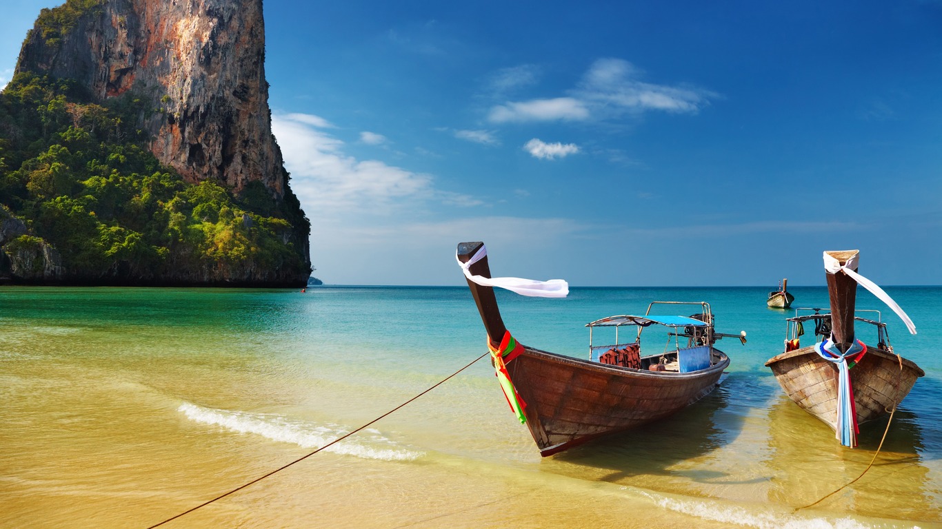 Wallpaper Thailand Tropical Beach Boats