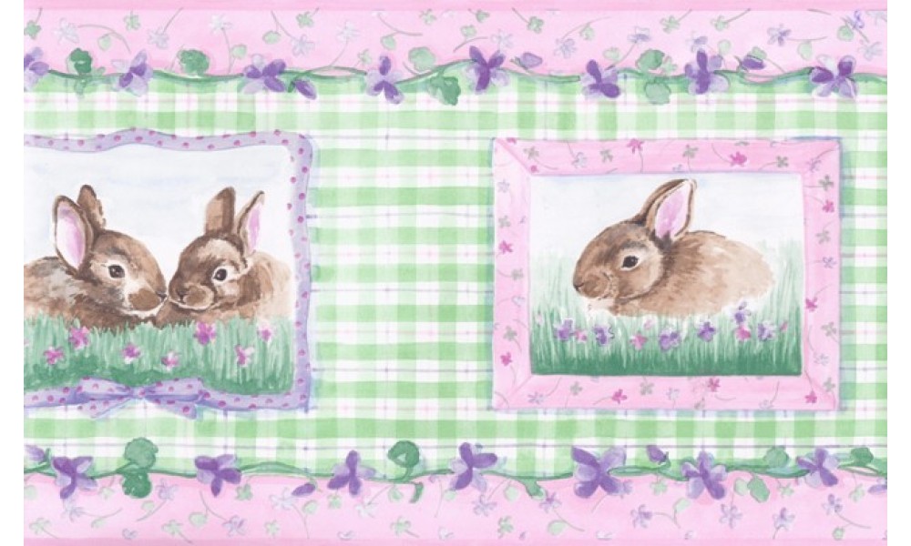 Home Girl Green Rabbits Floral Wallpaper Border