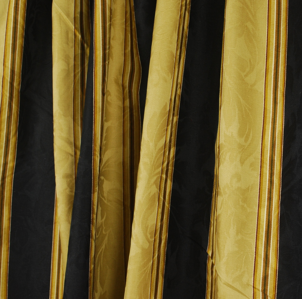 Black Gold Stripe Drapery Fabric Capulet Velvet Waverly