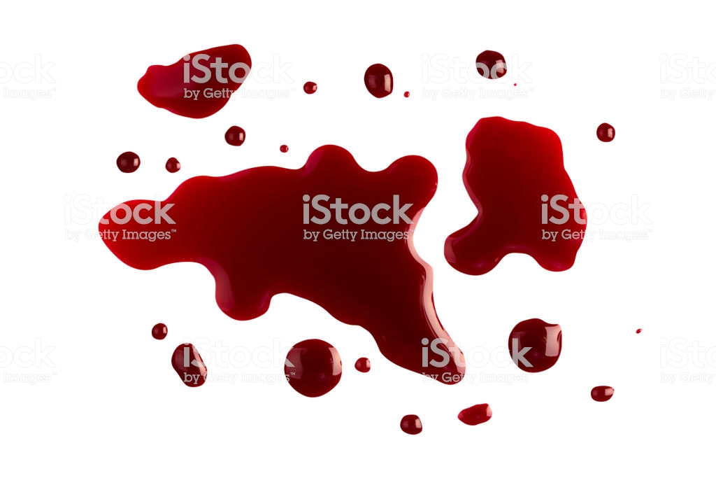 Drop Red Blood Bleeding Dripping Splash Isolated On White