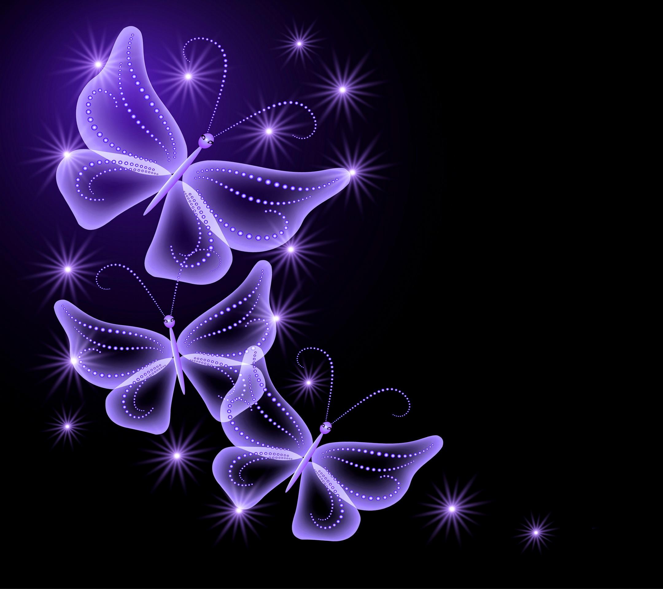 Purple Sparkle Glow Butterfly Neon Wallpaper Photos