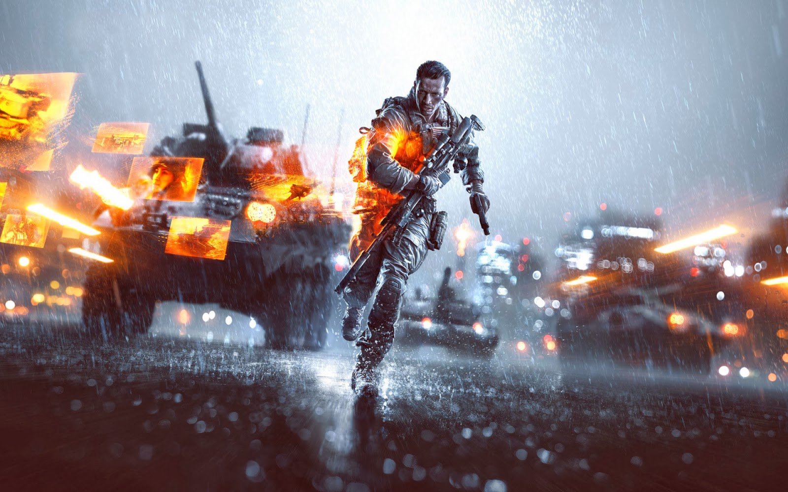 Game Battlefield 4 wallpaper met een rennende soldaat met