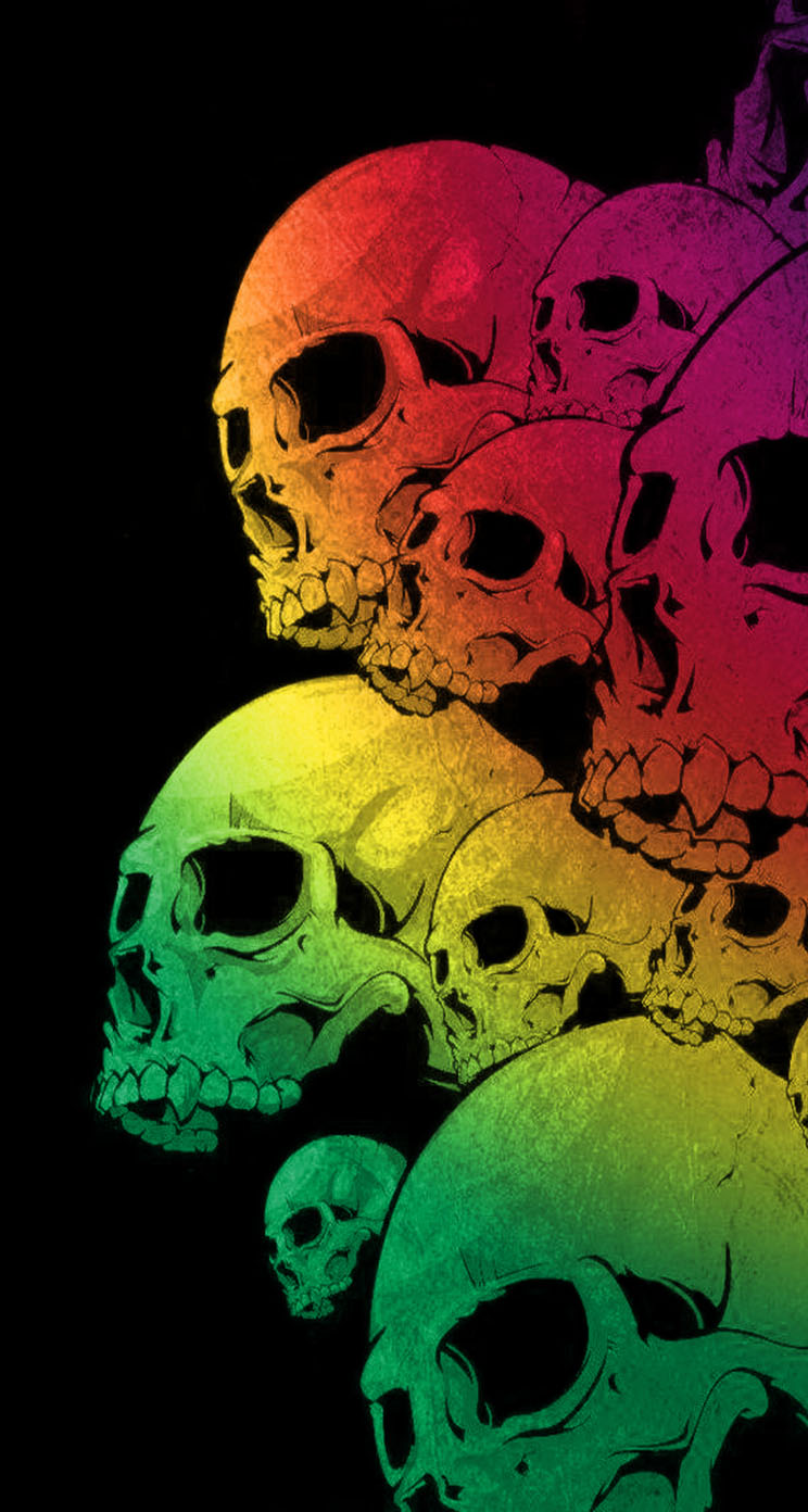Skulls Colorful Black Background The iPhone Wallpaper
