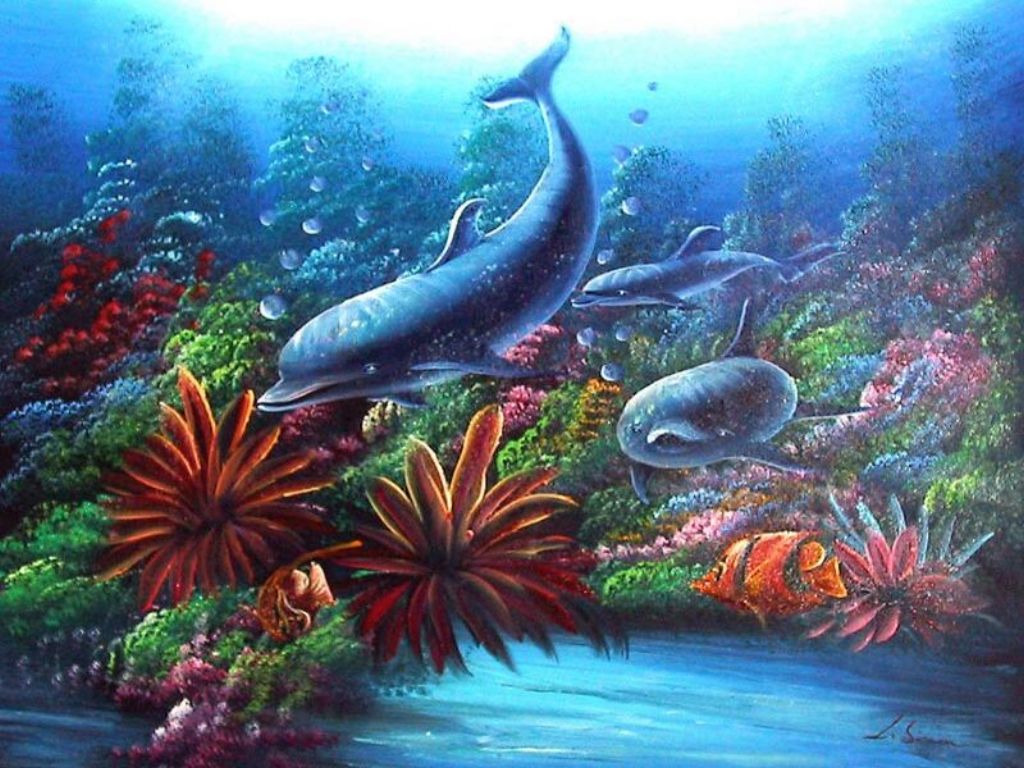 Della Knox coral reef wallpaper