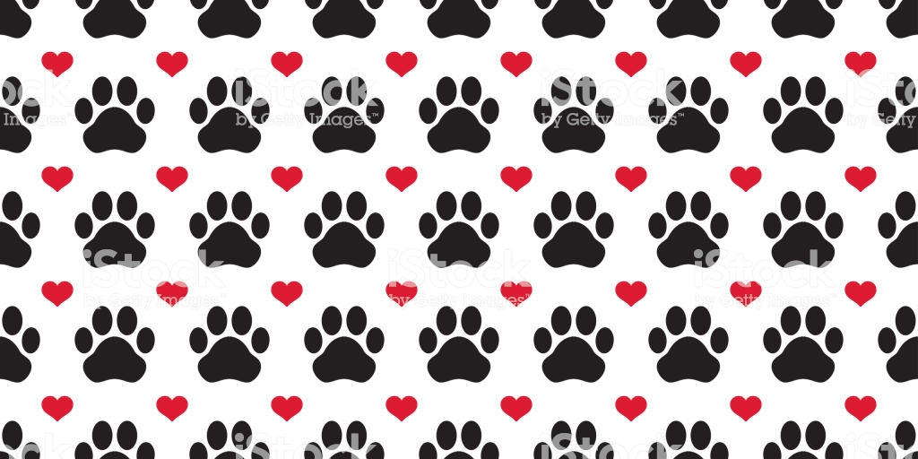 Dog Paw Seamless Pattern Vector Footprint Heart Valentine Puppy