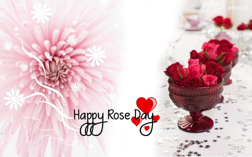 Happy Rose Day Wallpaper With Red In Bowl