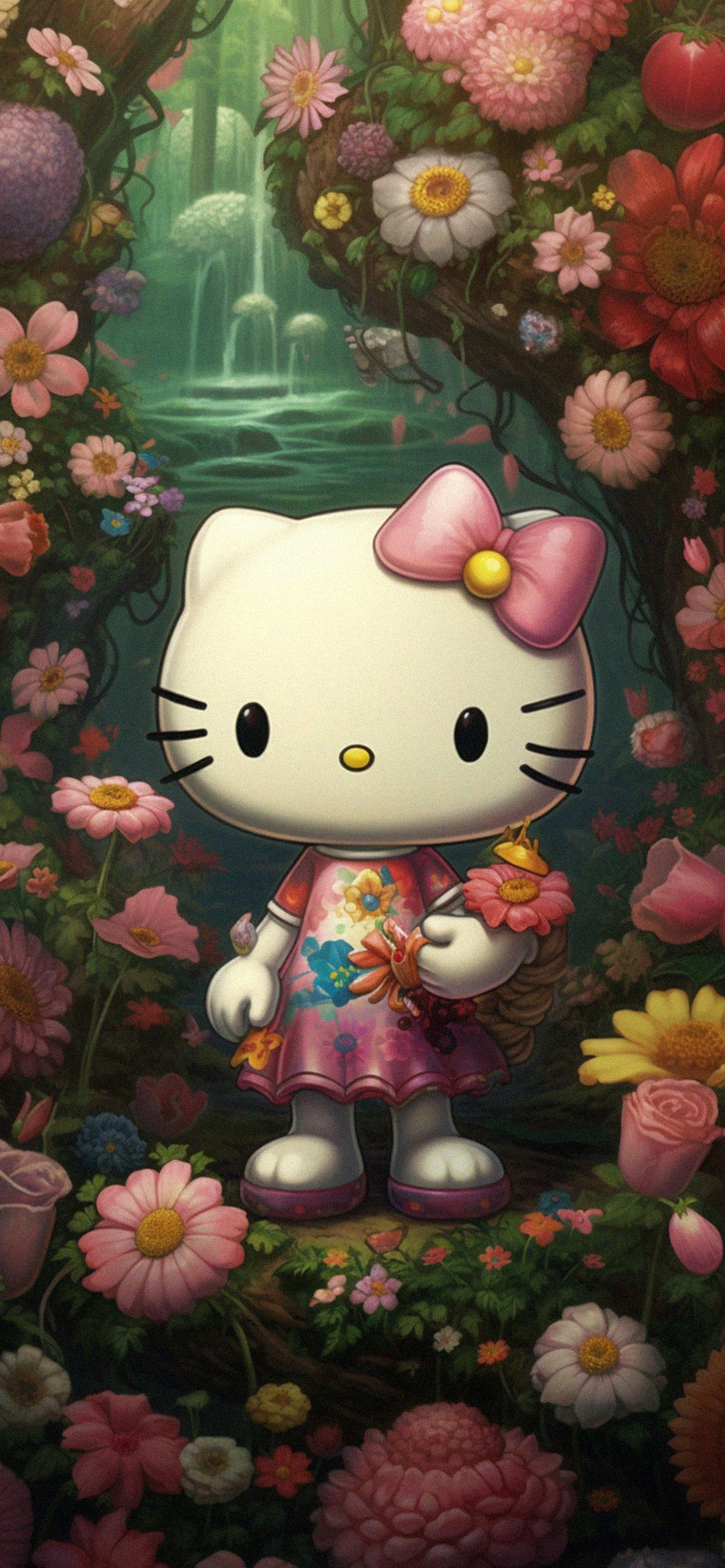 Hello Kitty Among The Flowers Wallpaper Best Cute