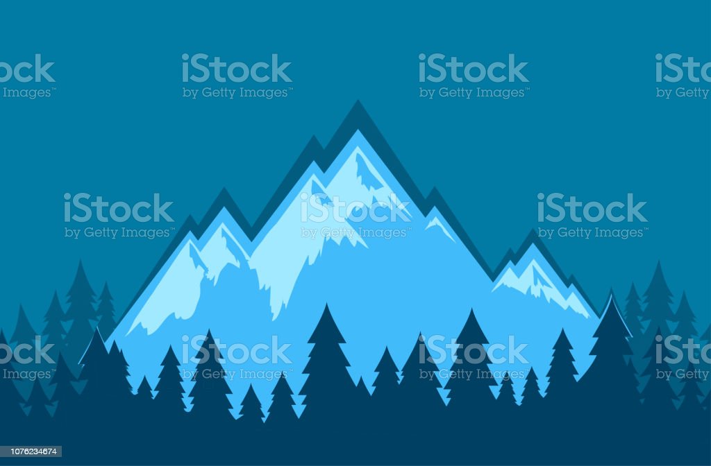 Vector Nature Landscape Wallpaper With Mountains In Blur Color