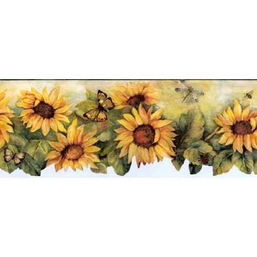Die Cut Green Sunflower Wallpaper Border Home Improvement