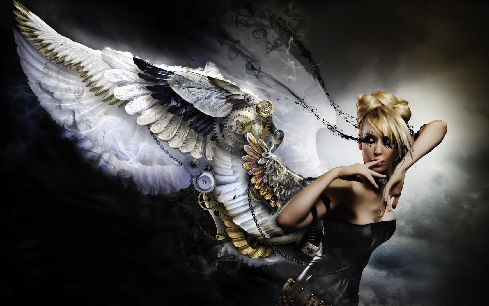 White Winged Fairy Graphic Robotic Wings Steampunk HD Wallpaper