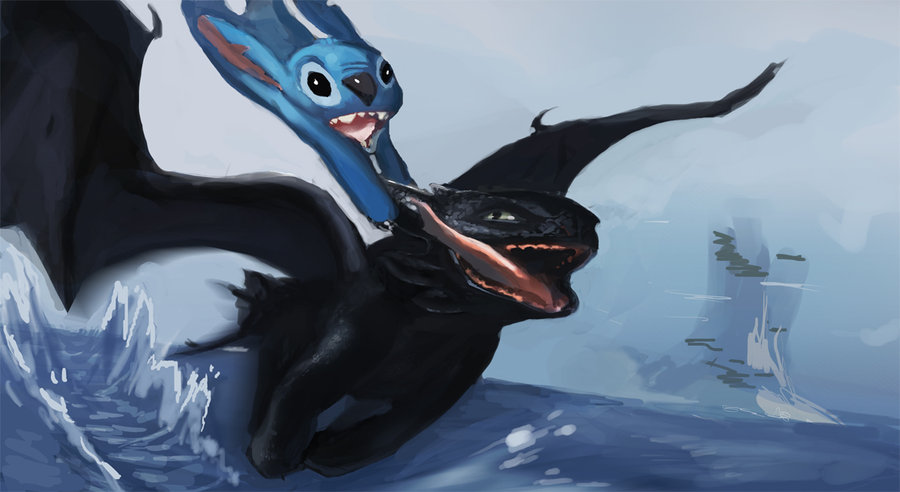 Toothless and Stitch by morganagod on