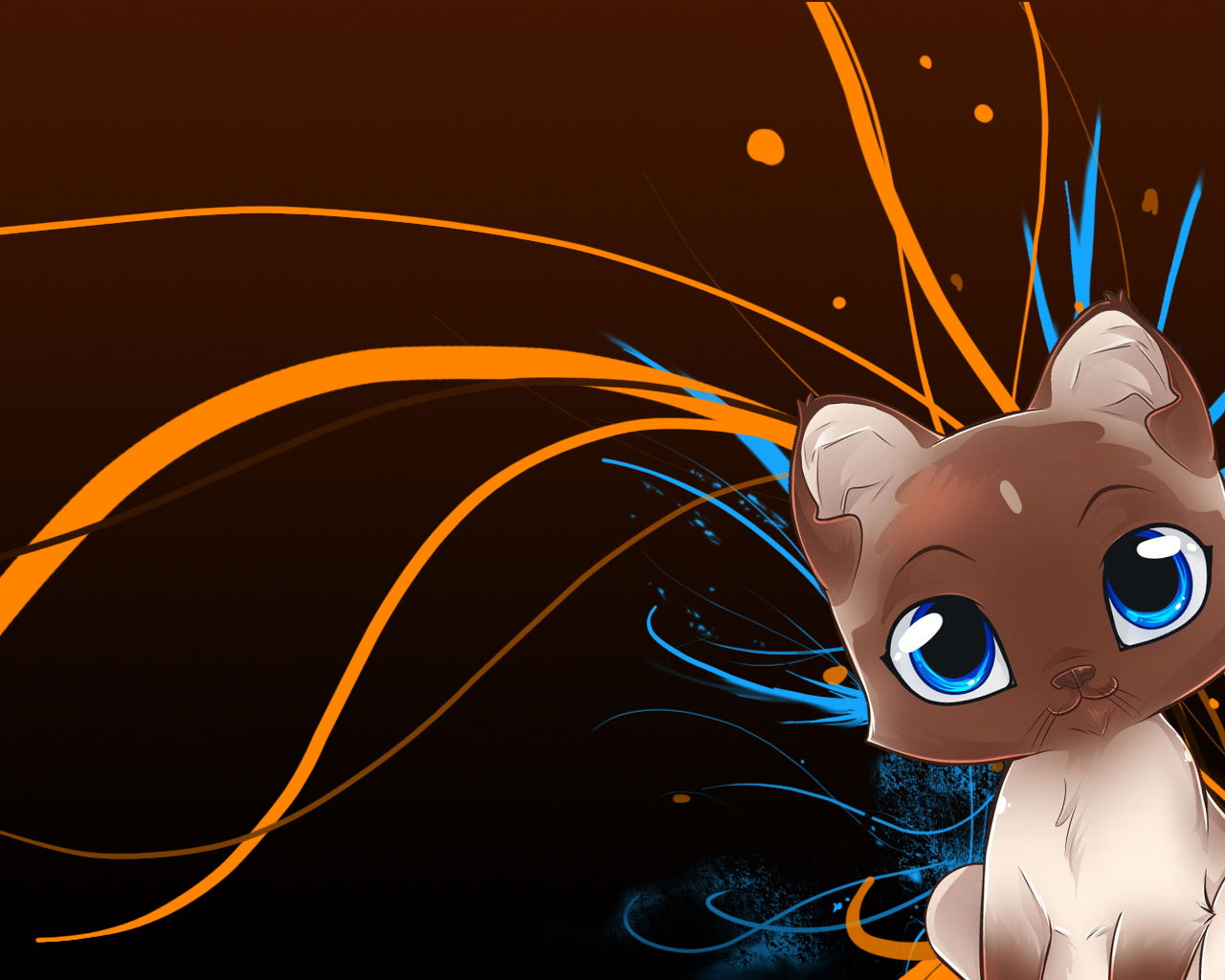 Cute Anime Cat Wallpaper Cartoon Illustration