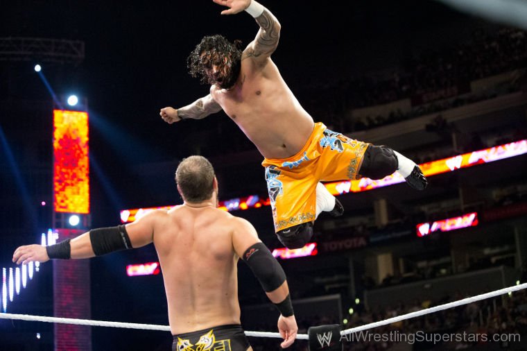 Jey Uso Jumping On His Opponent