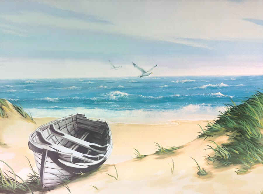 Beach Boat Wall Mural By Komar