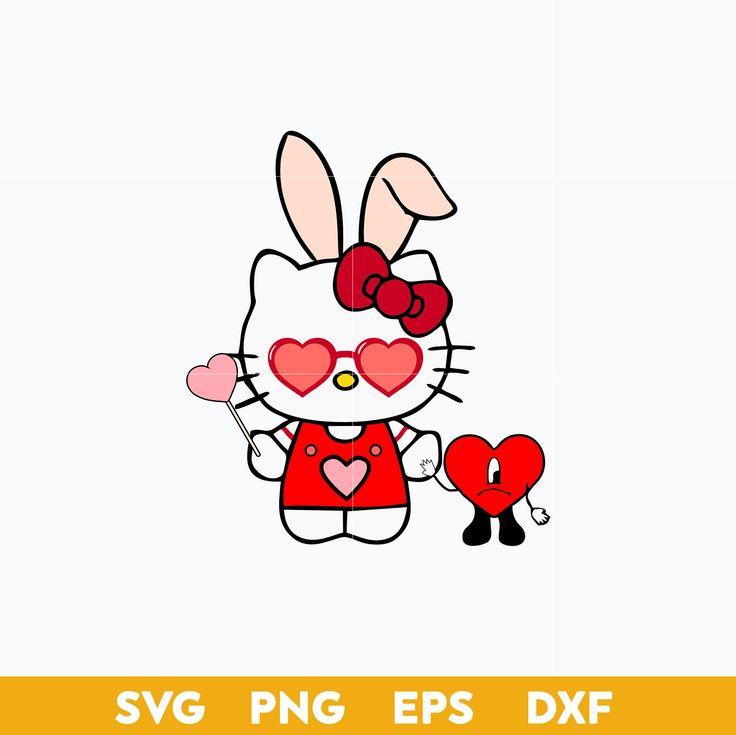 Hello Kitty Bad Bunny Valentine Svg Cat