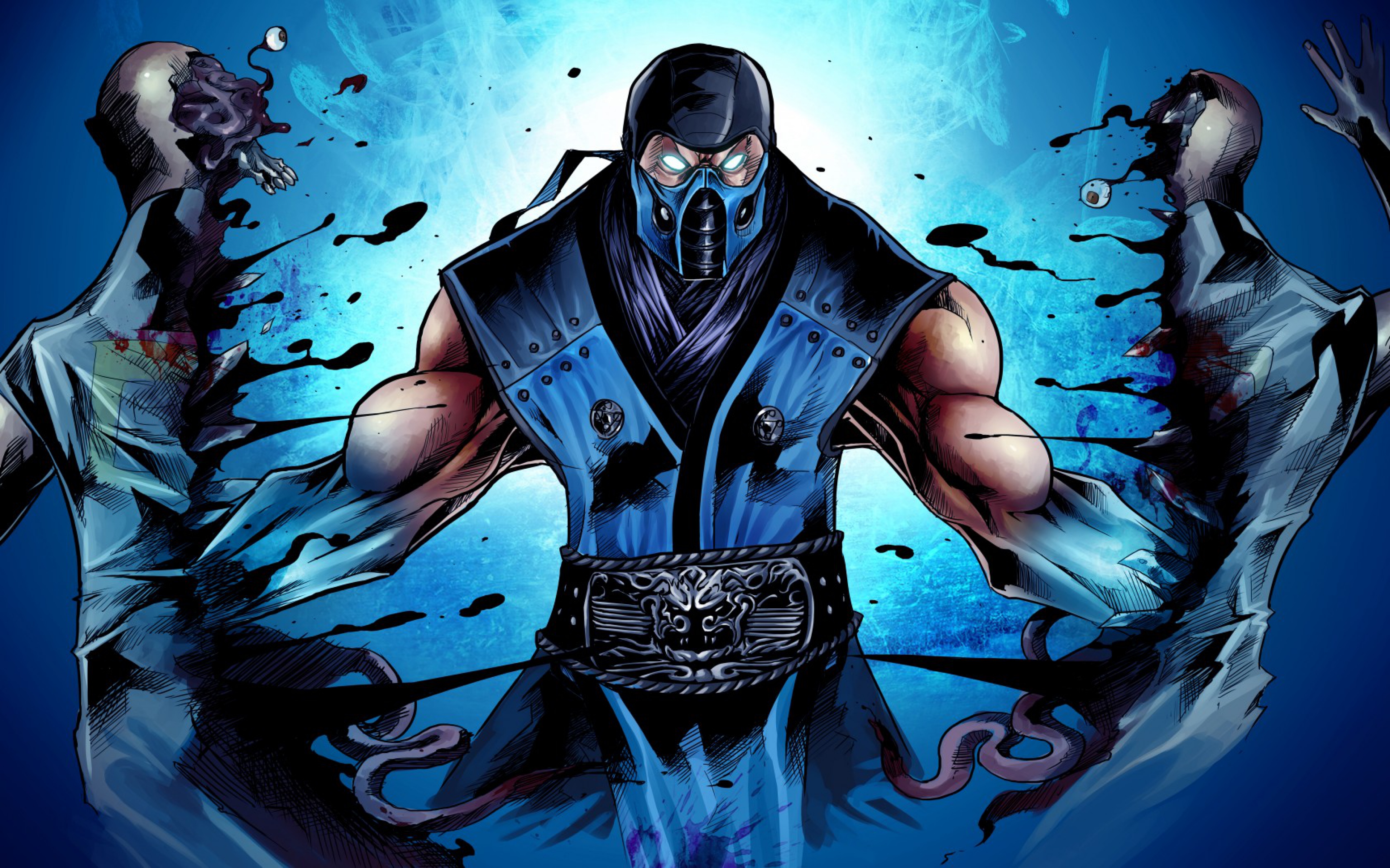 Mortal Kombat Sub Zero Ninja Art Wallpaper Background Ultra HD 4k