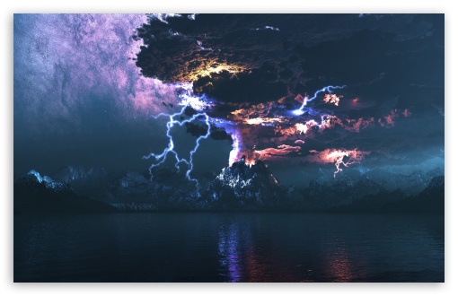 Volcano Eruption Lightning HD Desktop Wallpaper High Definition