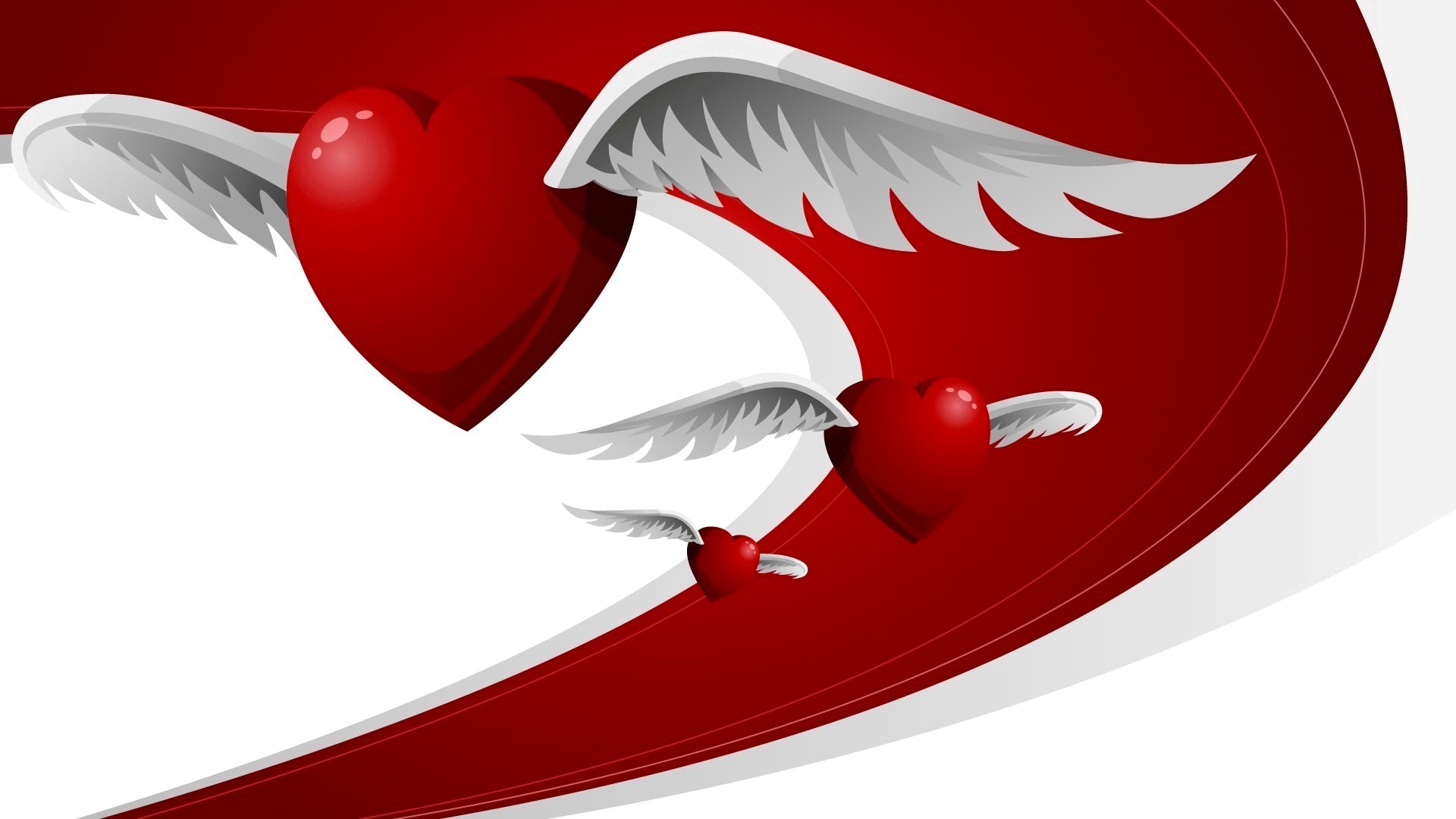 Red Heart With White Wings HD Wallpaper