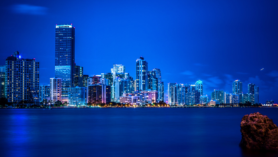 Florida Lights Panorama Night Miami Vice City Fl