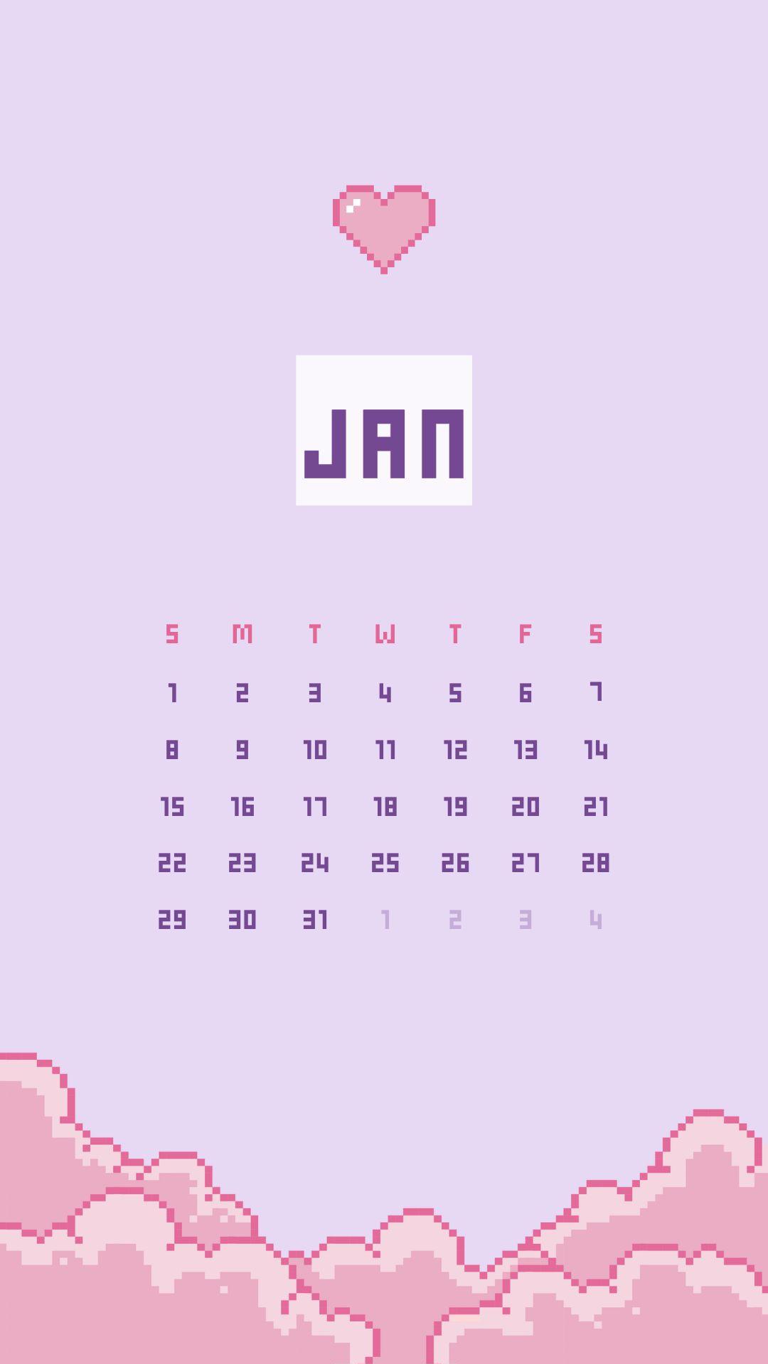January Aesthetic Calendar Wallpaper Lock Screen