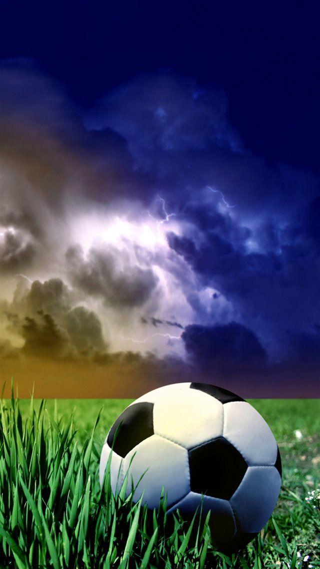 Storm Clouds Sky Grass Land Football Sport iPhone Wallpaper