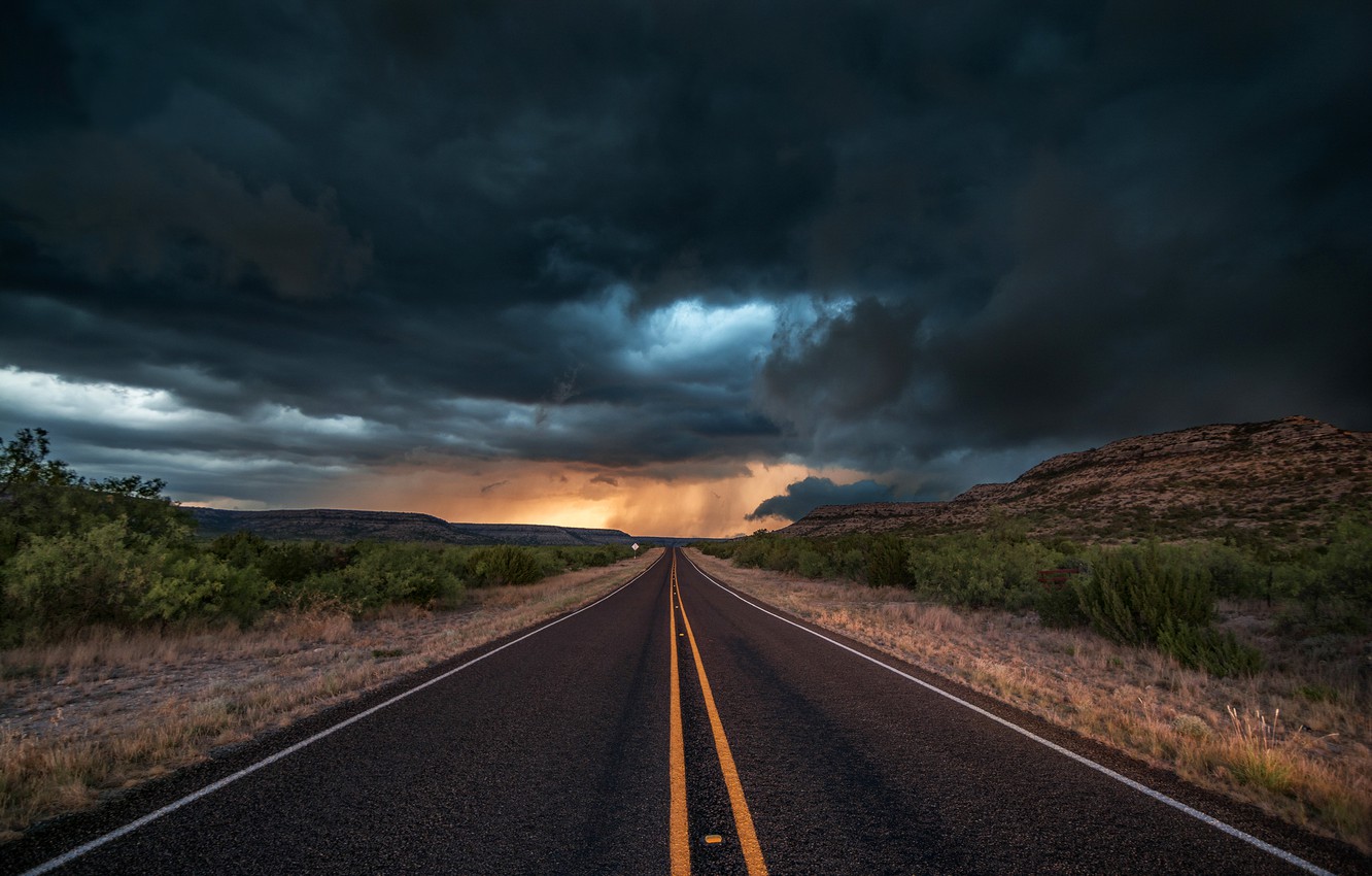 Wallpaper Road Asphalt Clouds Storm Nature The