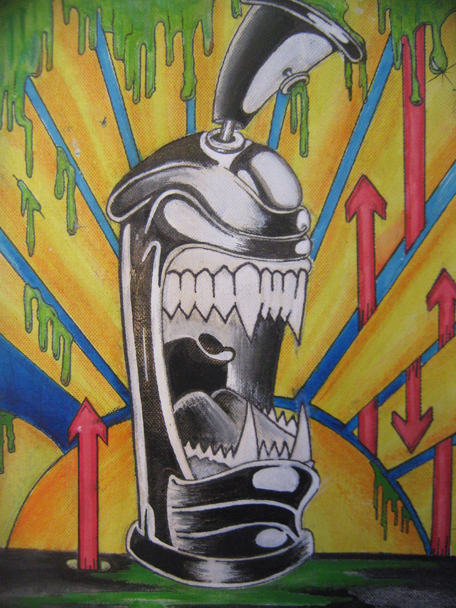 Spray Can Monster Painting By Buzzypsychedelicness