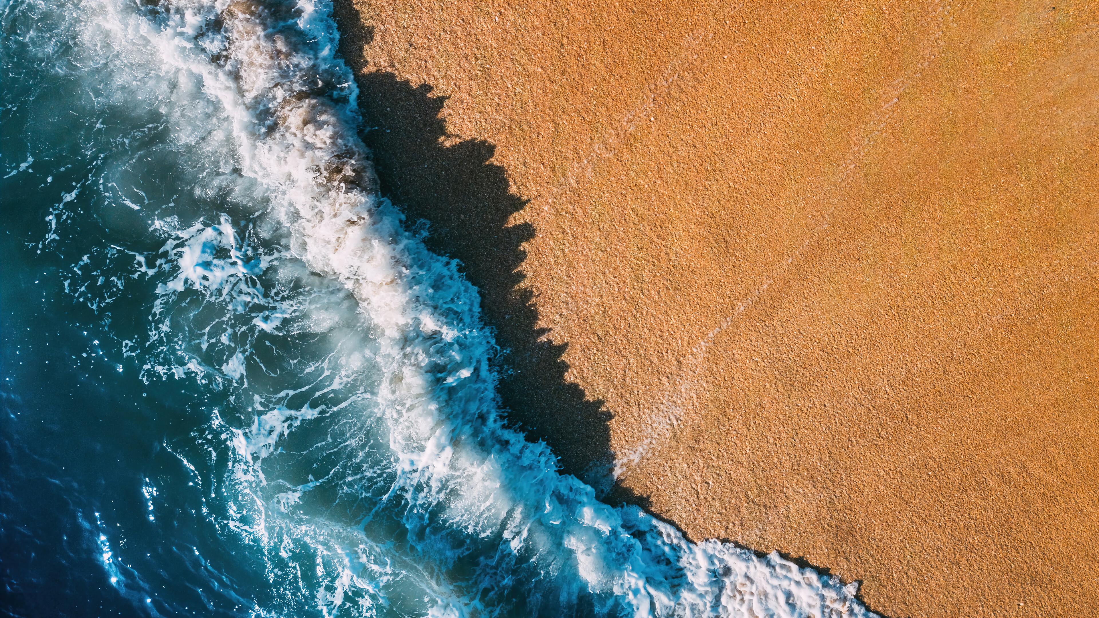 Beach Ocean Wave Aerial View Scenery Wallpaper 4K PC Desktop 4310b